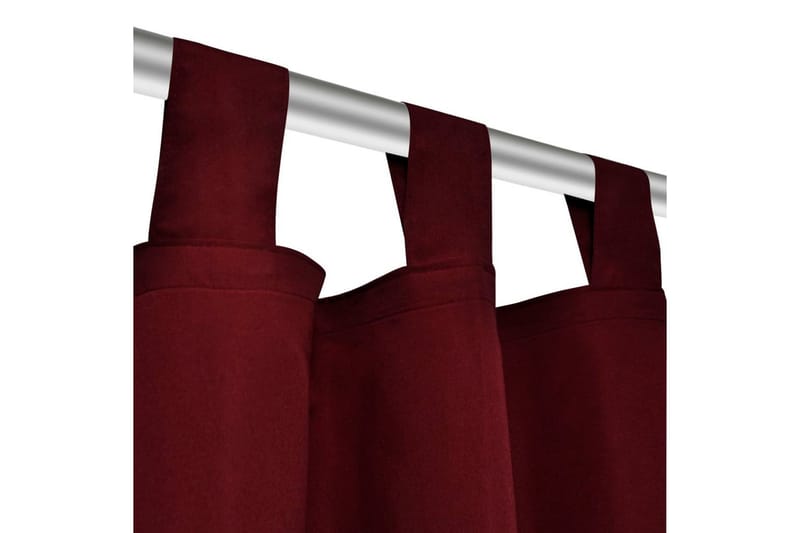 2-pack gardiner med öglor i vinröd microsatin 140x225 cm - Röd - Textil & mattor - Gardiner - Mörkläggningsgardiner