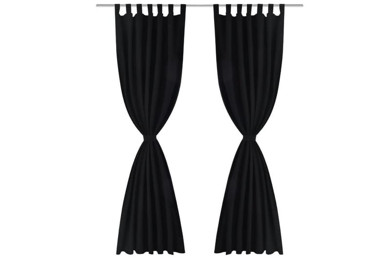 2-pack gardiner med öglor i svart microsatin 140x175 cm - Svart - Textil & mattor - Gardiner - Mörkläggningsgardiner