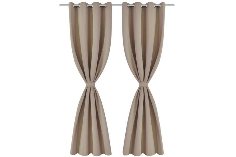 2-pack gräddvita mörkläggningsgardiner med metallringar 135x - Gräddvit - Textil & mattor - Gardiner - Mörkläggningsgardiner