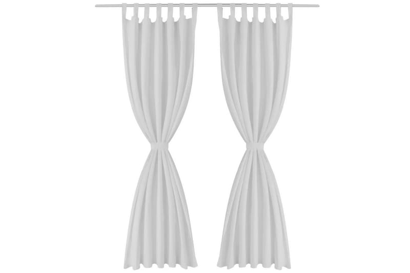 2-pack gardiner med öglor i vit microsatin 140x175 cm - Vit - Mörkläggningsgardiner