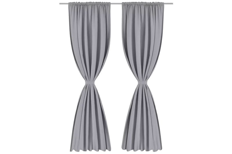 2-pack grå mörkläggningsgardiner med hyskupphängning 135x245 - Grå - Textil & mattor - Gardiner - Mörkläggningsgardiner