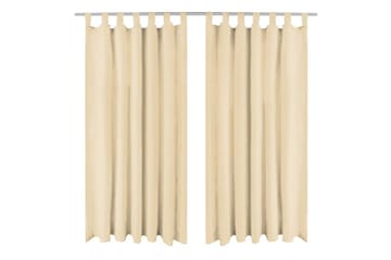 Gardiner i microsatin 2 st med öglor 140x175 cm beige