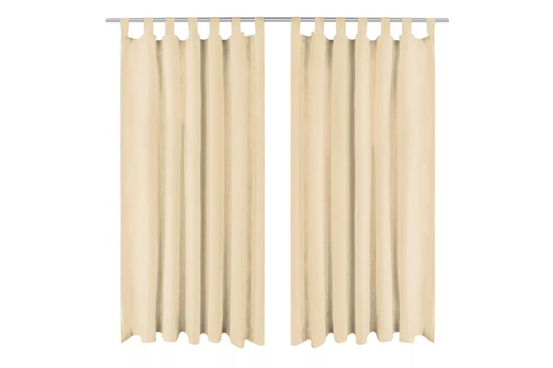 Gardiner i microsatin 2 st med öglor 140x175 cm beige - Beige - Textil & mattor - Gardiner - Mörkläggningsgardiner