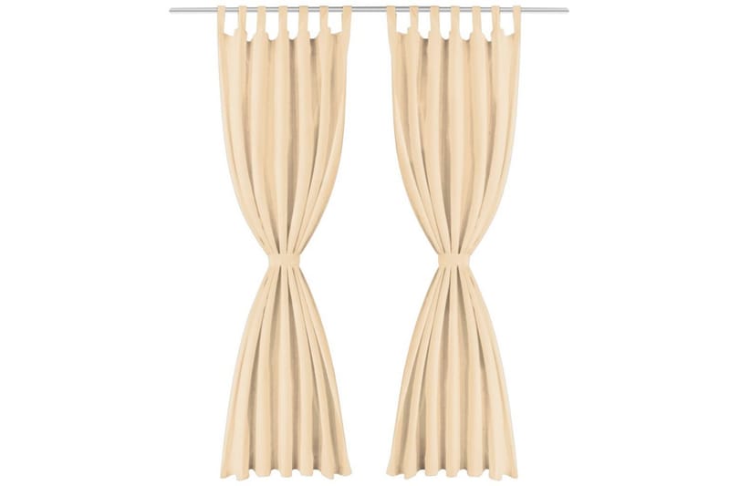 Gardiner i microsatin 2 st med öglor 140x175 cm beige - Beige - Textil & mattor - Gardiner - Mörkläggningsgardiner