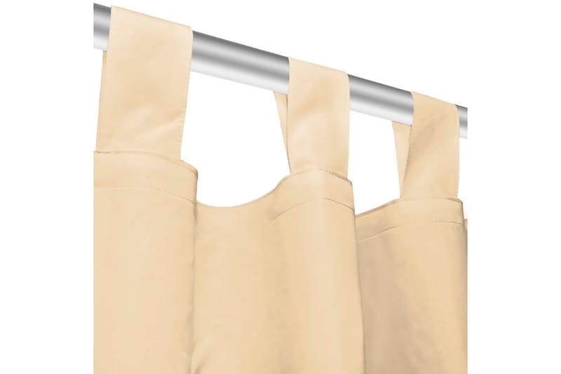 Gardiner i microsatin 2 st med öglor 140x175 cm beige - Beige - Textil & mattor - Gardiner - Mörkläggningsgardiner