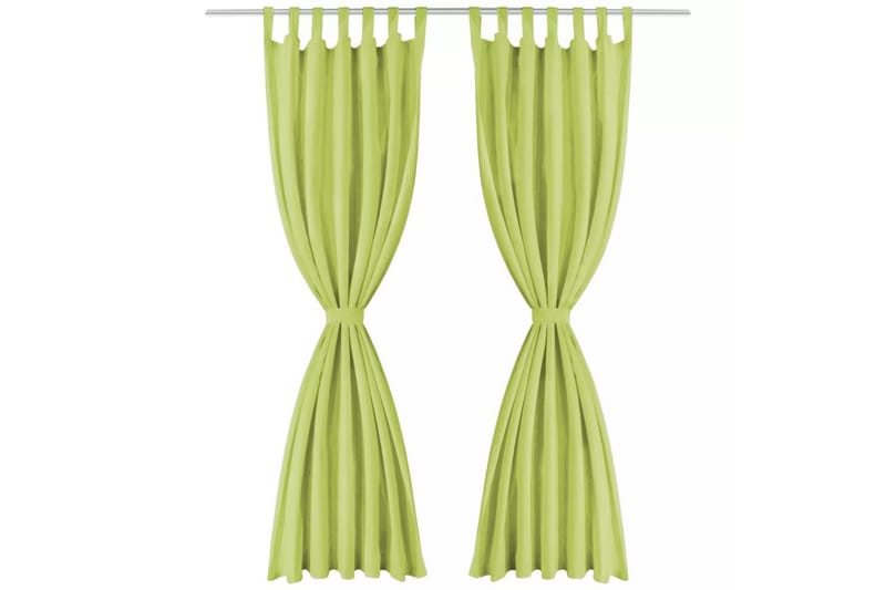Gardiner i microsatin 2 st med öglor 140x175 cm grön - Grön - Textil & mattor - Gardiner - Mörkläggningsgardiner