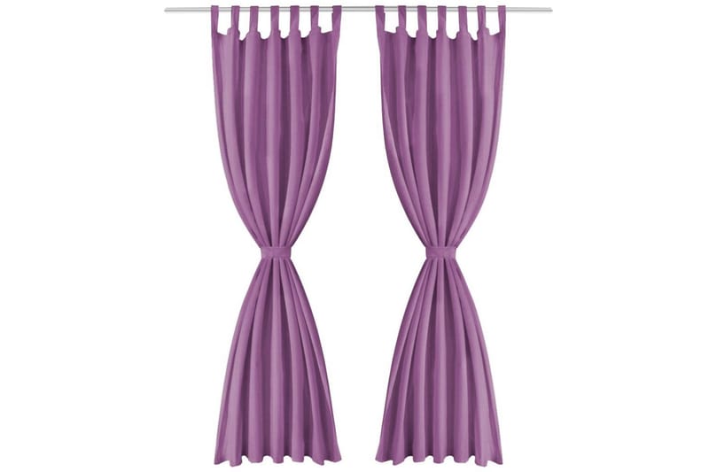 Gardiner i microsatin 2 st med öglor 140x175 cm lila - Lila - Textil & mattor - Gardiner - Mörkläggningsgardiner
