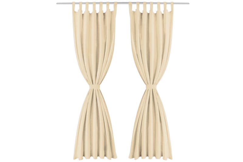 Gardiner i microsatin 2 st med öglor 140x225 cm beige - Beige - Textil & mattor - Gardiner - Mörkläggningsgardiner