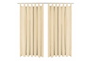 Gardiner i microsatin 2 st med öglor 140x225 cm beige