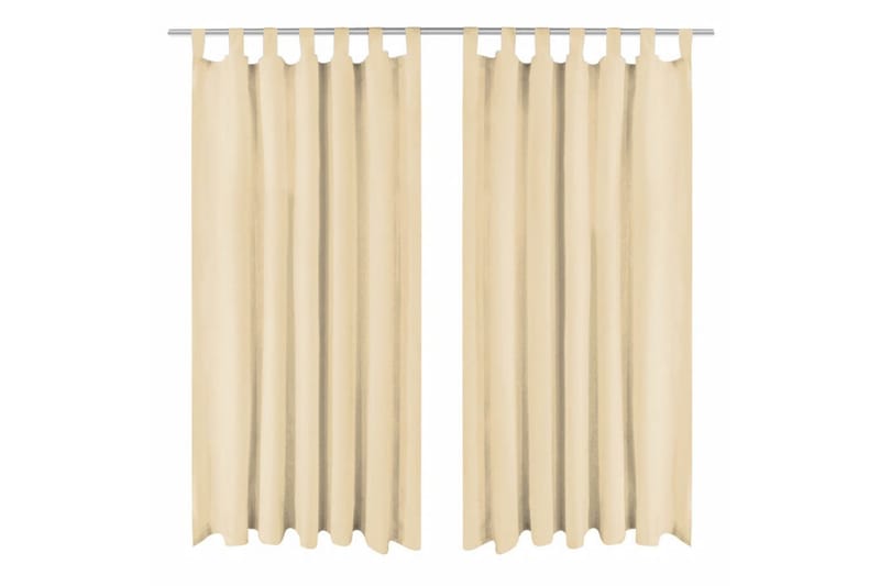 Gardiner i microsatin 2 st med öglor 140x225 cm beige - Beige - Mörkläggningsgardiner