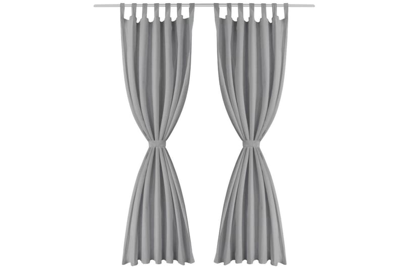 Gardiner i microsatin 2 st med öglor 140x245 cm grå - Grå - Textil & mattor - Gardiner - Mörkläggningsgardiner