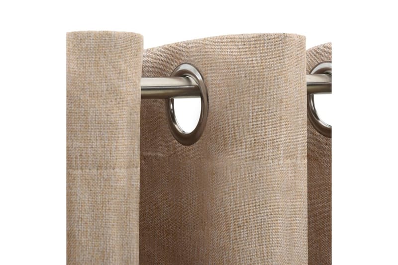 Mörkläggningsgardin med öljetter linnelook 2 st beige 140x17 - Beige - Mörkläggningsgardiner