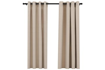 Mörkläggningsgardin med öljetter linnelook 2 st beige 140x17