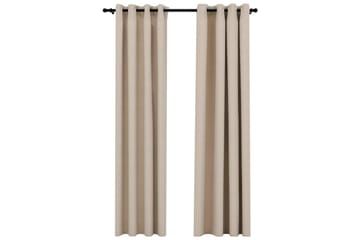 Mörkläggningsgardin med öljetter linnelook 2 st beige 140x22