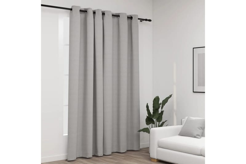 Mörkläggningsgardin med öljetter linnelook grå 290x245cm - Grå - Textil & mattor - Gardiner - Mörkläggningsgardiner