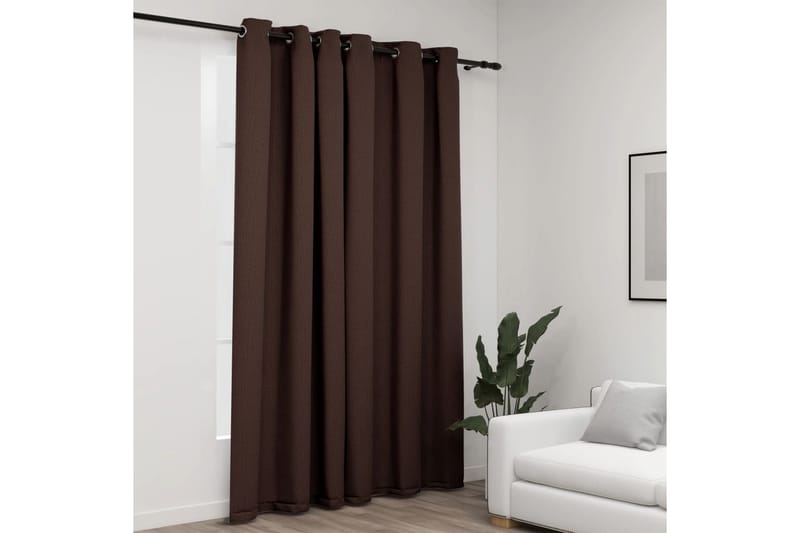 Mörkläggningsgardin med öljetter linnelook taupe 290x245cm - Taupe - Textil & mattor - Gardiner - Mörkläggningsgardiner