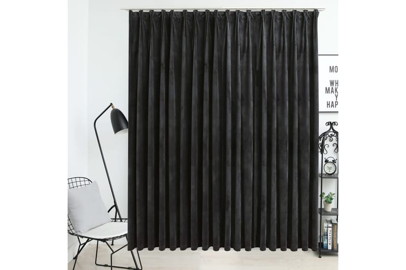 Mörkläggningsgardin med krokar sammet antracit 290x245 cm - Antracit - Textil & mattor - Gardiner - Mörkläggningsgardiner