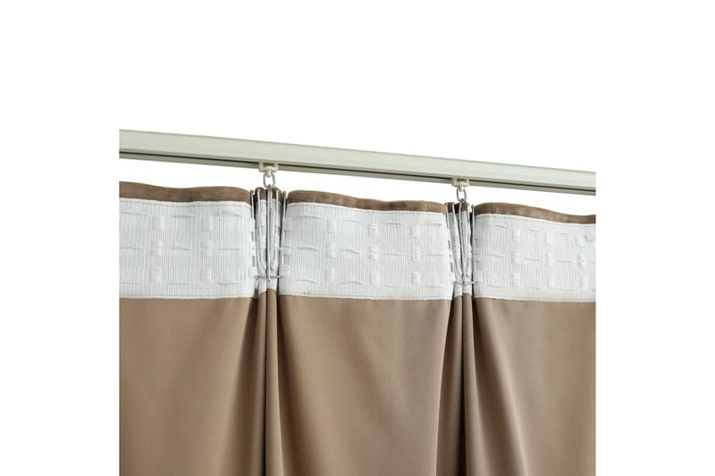 Mörkläggningsgardiner 2 st m. krokar sammet beige 140x175 cm - Beige - Mörkläggningsgardiner