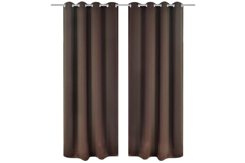 Mörkläggningsgardiner 2 st med öljetter 135x175 cm brun - Brun - Textil & mattor - Gardiner - Mörkläggningsgardiner