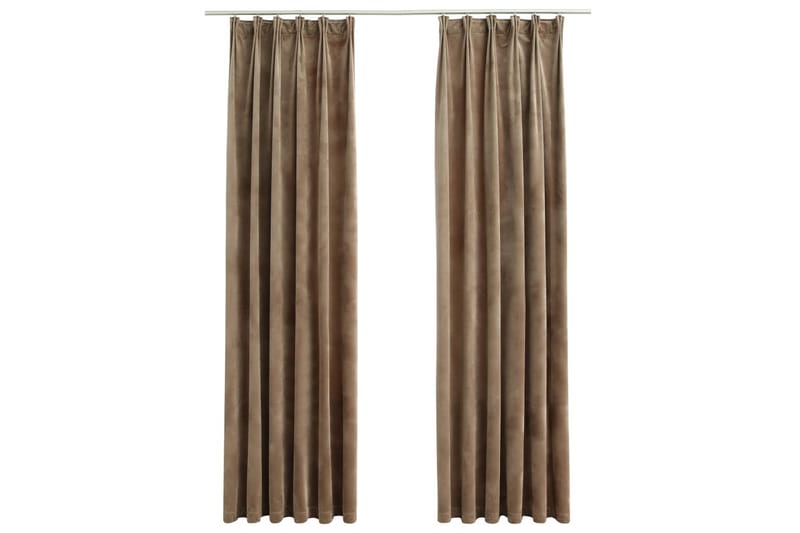 Mörkläggningsgardiner 2 st med krokar sammet beige 140x245 c - Beige - Mörkläggningsgardiner