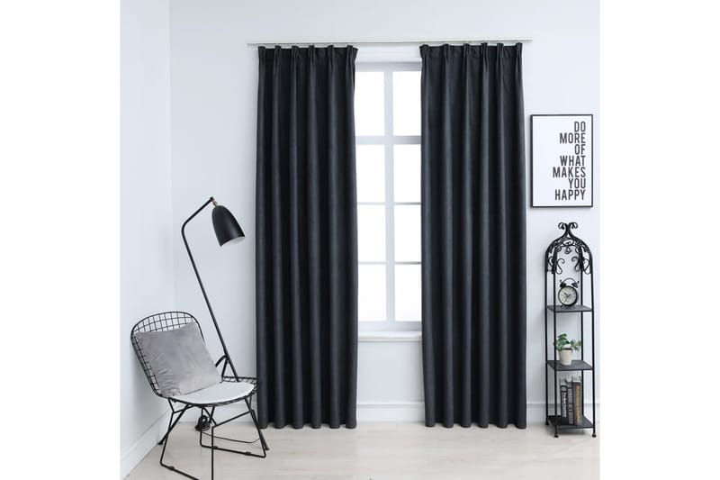 Mörkläggningsgardiner med krokar 2 st antracit 140x175 cm - Mocka/Antracit - Textil & mattor - Gardiner - Mörkläggningsgardiner