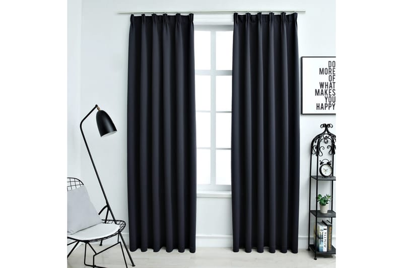 Mörkläggningsgardiner med krokar 2 st antracit 140x245 cm - Antracit - Textil & mattor - Gardiner - Mörkläggningsgardiner