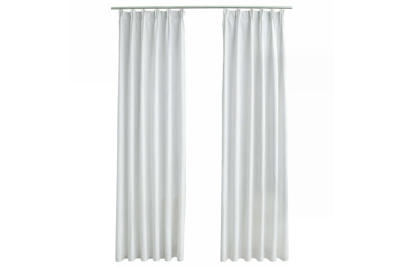 Mörkläggningsgardiner med krokar 2 st gråvit 140x225 cm - Mocka/Gråvit - Textil & mattor - Gardiner - Mörkläggningsgardiner