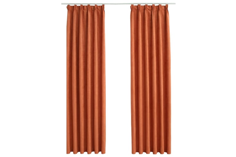 Mörkläggningsgardiner med krokar 2 st rost 140x175 cm - Mocka/Rost/Orange - Mörkläggningsgardiner