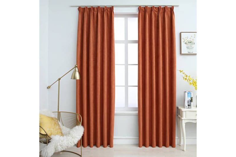 Mörkläggningsgardiner med krokar 2 st rost 140x225 cm - Mocka/Rost/Orange - Textil & mattor - Gardiner - Mörkläggningsgardiner