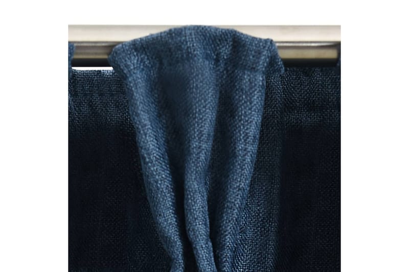 Mörkläggningsgardiner med krokar linnelook 2 st blå 140x225 - Blå - Textil & mattor - Gardiner - Mörkläggningsgardiner