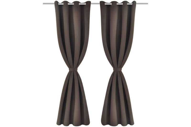 Mörkläggningsgardiner med metallringar 2 st 135x245 cm brun - Brun/Metall - Textil & mattor - Gardiner - Mörkläggningsgardiner