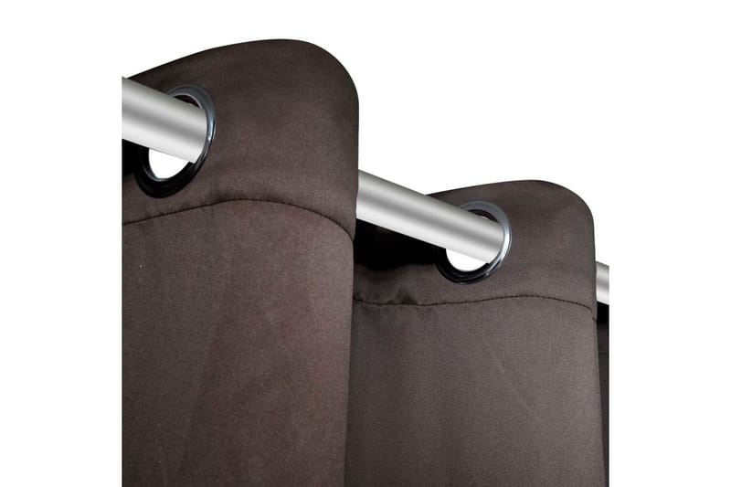 Mörkläggningsgardiner med metallringar 2 st 135x245 cm brun - Brun/Metall - Textil & mattor - Gardiner - Mörkläggningsgardiner