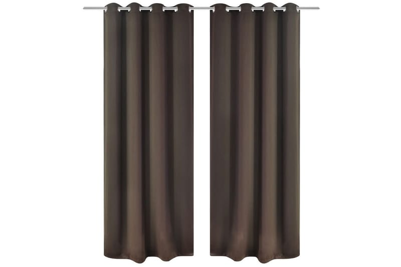 Mörkläggningsgardiner med metallringar 2 st 135x245 cm brun - Brun/Metall - Textil & mattor - Gardiner - Mörkläggningsgardiner