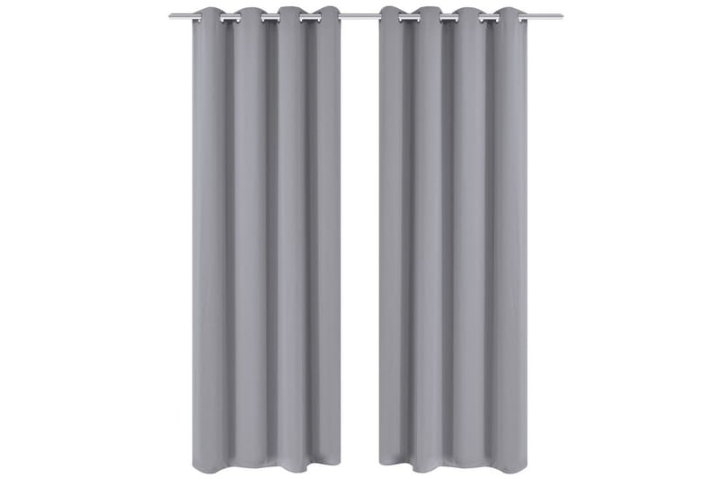 Mörkläggningsgardiner med metallringar 2 st 135x245 cm grå - Grå/Metall - Textil & mattor - Gardiner - Mörkläggningsgardiner