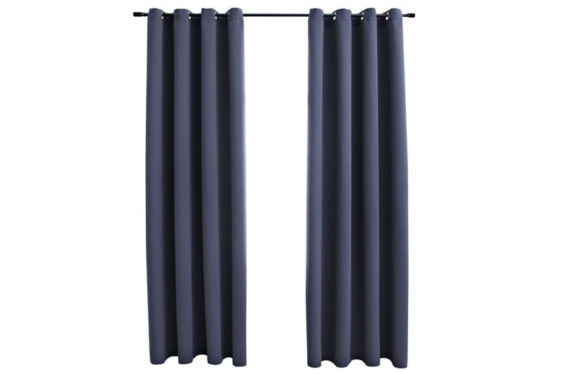 Mörkläggningsgardiner med metallringar 2 st antracit 140x225 - Antracit - Textil & mattor - Gardiner - Mörkläggningsgardiner