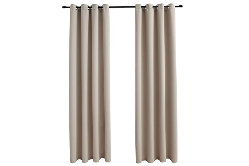 Mörkläggningsgardiner med metallringar 2 st beige 140x175 cm - Beige - Mörkläggningsgardiner