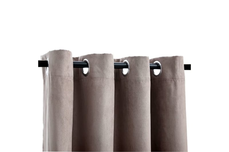 Mörkläggningsgardiner med metallringar 2 st taupe 140x175 cm - Mocka/Taupe - Mörkläggningsgardiner