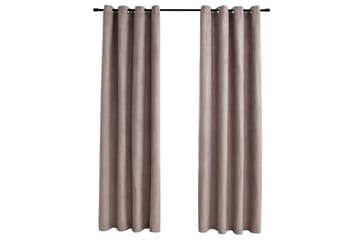 Mörkläggningsgardiner med metallringar 2 st taupe 140x175 cm