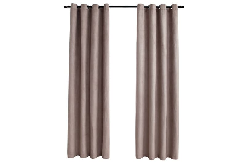 Mörkläggningsgardiner med metallringar 2 st taupe 140x175 cm - Mocka/Taupe - Mörkläggningsgardiner