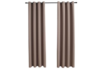 Mörkläggningsgardiner med metallringar 2 st taupe 140x175 cm