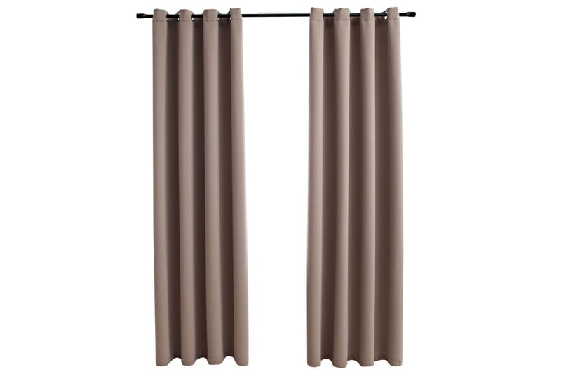 Mörkläggningsgardiner med metallringar 2 st taupe 140x175 cm - Taupe - Mörkläggningsgardiner