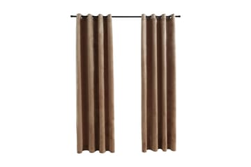 Mörkläggningsgardiner med ringar 2 st beige sammet 140x245 c