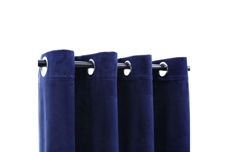 Mörkläggningsgardiner med ringar 2 st mörkblå sammet 140x225 - Mörkblå - Textil & mattor - Gardiner - Mörkläggningsgardiner