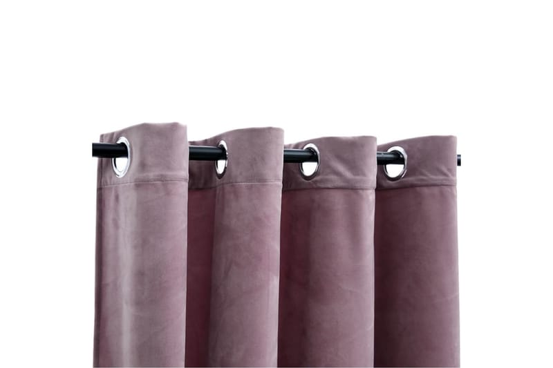 Mörkläggningsgardiner med ringar 2 st rosa sammet 140x245 cm - Rosa - Textil & mattor - Gardiner - Mörkläggningsgardiner