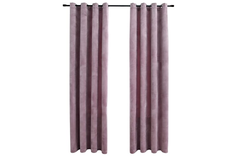 Mörkläggningsgardiner med ringar 2 st rosa sammet 140x245 cm - Rosa - Textil & mattor - Gardiner - Mörkläggningsgardiner