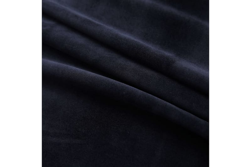 Mörkläggningsgardin med metallringar sammet svart 290x245 cm - Svart - Mörkläggningsgardiner