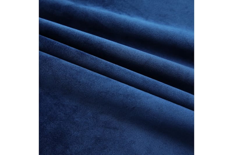 Mörkläggningsgardiner 2 st med krokar sammet mörkblå 140x245 - Mörkblå - Mörkläggningsgardiner