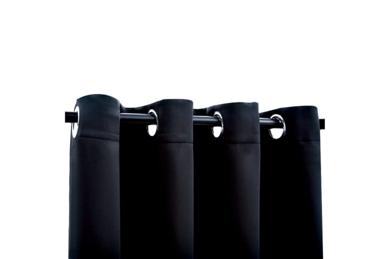 Mörkläggningsgardiner med metallringar 2 st svart 140x245 cm - Svart - Mörkläggningsgardiner