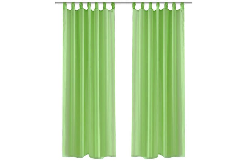 Genomskinlig gardin 140x175 cm 2-pack Apple Green - Grön - Panelgardin