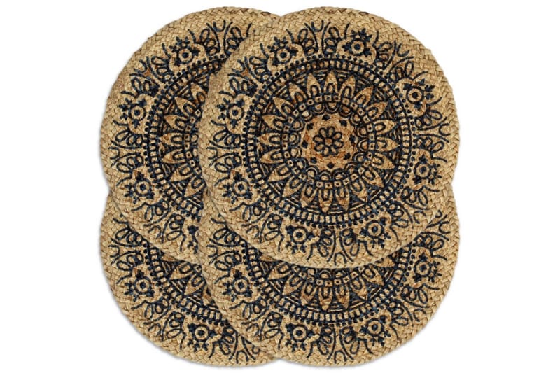 Bordstabletter 4 st mörkblå 38 cm rund jute - Mörkblå - Textil & mattor - Kökstextilier